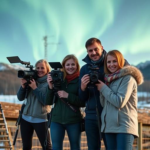 The Northern Lights Film Academy team posing in front of the academy building